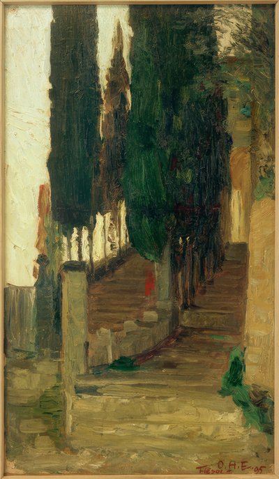 Stairs to the Monastery in Fiesole by Otto Heinrich Engel