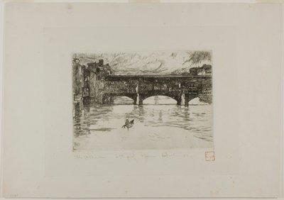 Ponte Vecchio, Destroyed Plate by Otto Henry Bacher