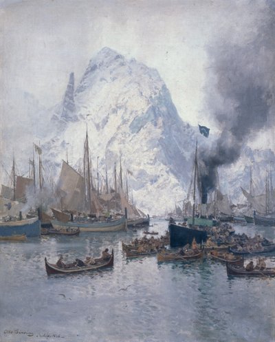 Arrival of Agnsilddamperen, Svolvaer by Otto Ludvig Sinding