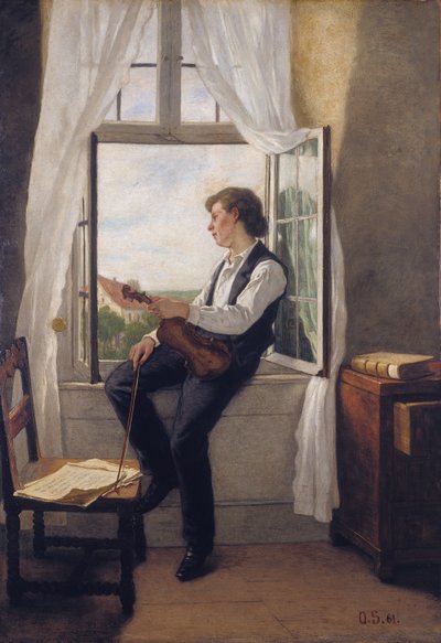 The Violinist by the Window by Otto Scholderer
