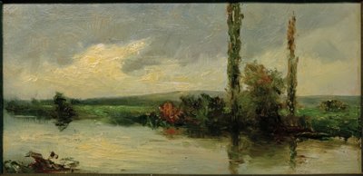 Small River Scene with Poplars by Otto Ubbelohde