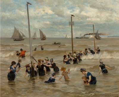 Bathing by the Sea, 1876 by Otto von Thoren