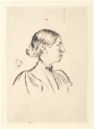Portrait of Anna Ancher, profile by Peder Severin Krøyer