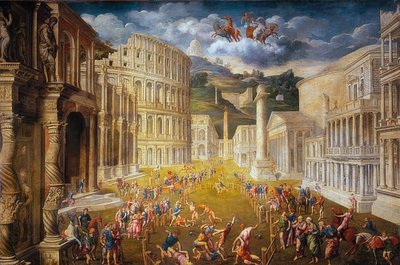 Gladiator Fight. Around 1560 by Paris Bordone