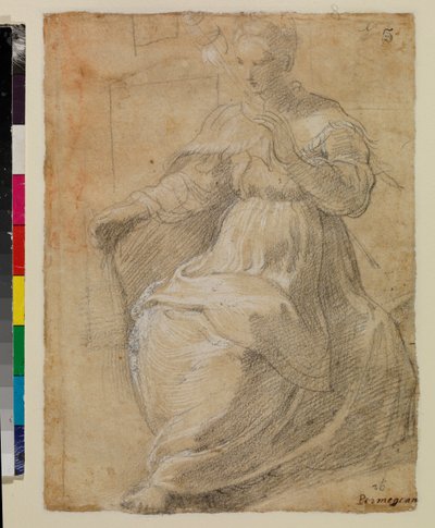 Woman Holding a Distaff by Parmigianino