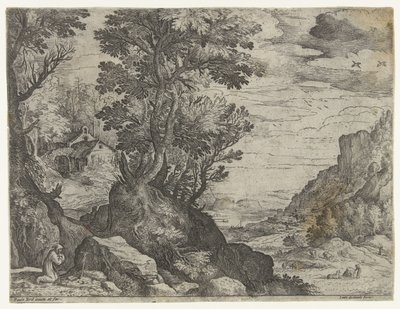 Mountain Landscape with Praying Hermit by Paul Bril