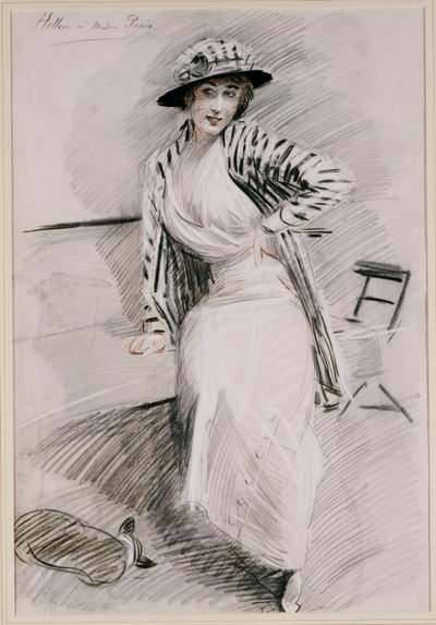 Madame Paris Seated on a Banquette by Paul Cesar Helleu