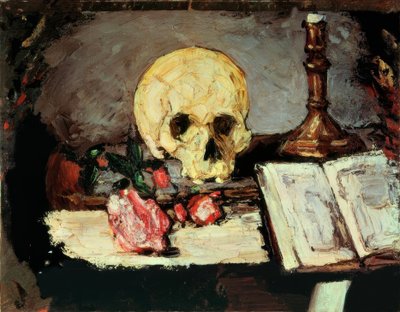 Skull and Candlestick by Paul Cézanne