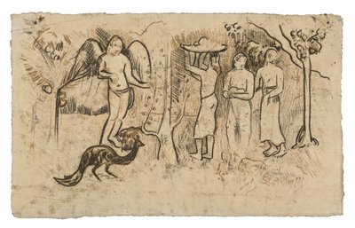Angel, Peacock, and Three Tahitians by Paul Gauguin