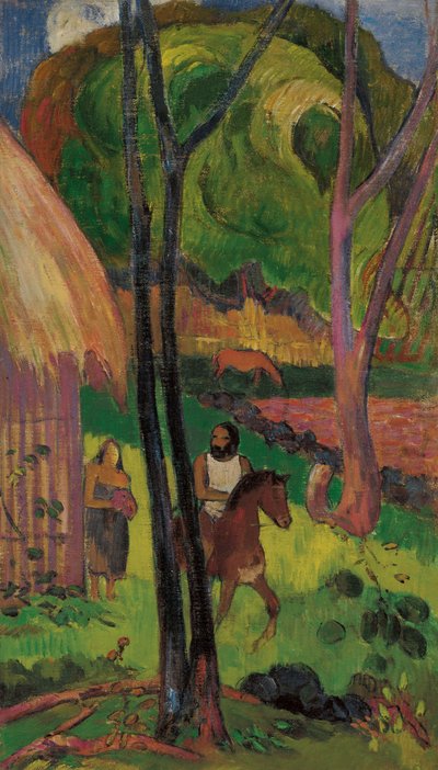 Cavalier in Front of the Hut by Paul Gauguin
