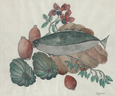Still Life: Fish, Flowers and Vegetables by Paul Gaulois