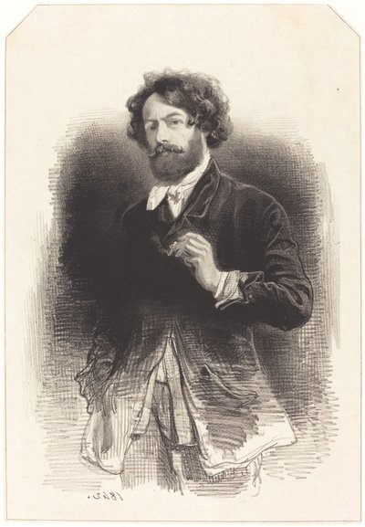 Self-Portrait with a Cigarette by Paul Gavarni