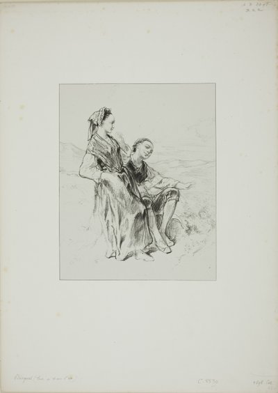 Untitled (Two Basque Girls) by Paul Gavarni
