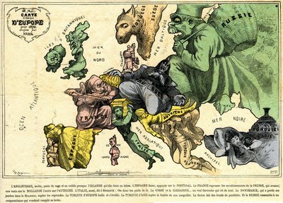 Drolatic Map of Europe for 1870 by Paul Hadol