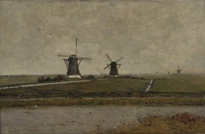 Polder with Mills near Overschie by Paul Joseph Constantin Gabriel