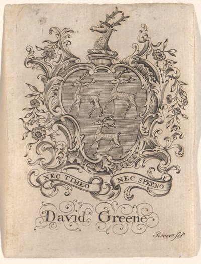 Bookplate of David Greene by Paul Revere
