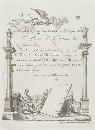 Masonic Certificate by Paul Revere