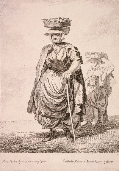 Two Oyster Sellers, Cries of London by Paul Sandby