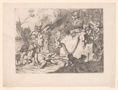 Putti at a shrine of Minerva by Paul Troger