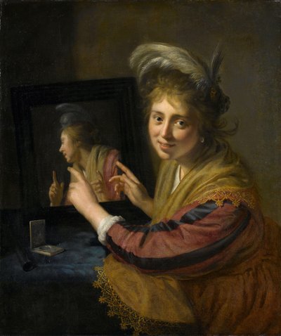 Girl at the Mirror by Paulus Moreelse