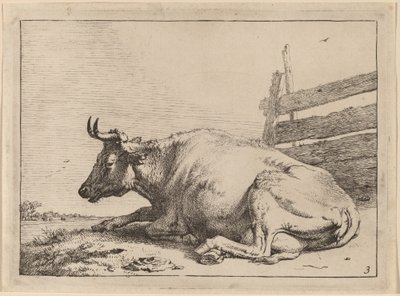Cow Lying Down near a Fence by Paulus Potter