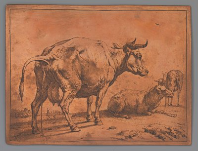 Peeing Cow and Two Sheep by Paulus Potter