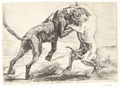 Two Dogs Fighting by Paulus van Hillegaert (II)