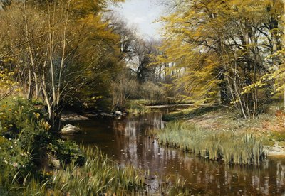 A Wooded River Landscape by Peder Monsted