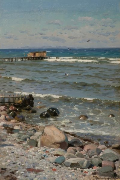 P. Mønsted, On the Beach by Peder Monsted