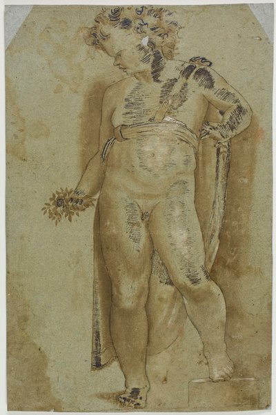 Putto Holding Flowers by Pellegrino Tibaldi