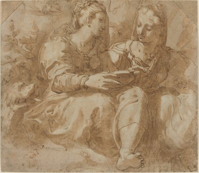 Two Seated Women by Pellegrino Tibaldi