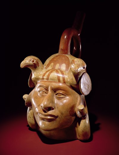 Pottery portrait vessel, Mochica by Peruvian School