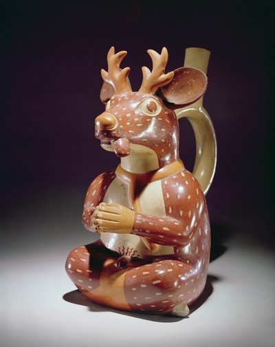Pottery vessel of Captive Deer-man, Mochica by Peruvian School