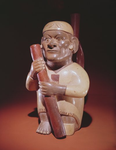 Seated one legged man, Mochica Culture by Peruvian School