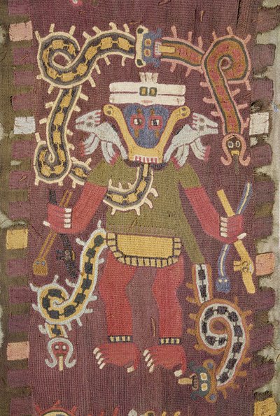 Woollen Mythological figure, Paracas Tribe by Peruvian School
