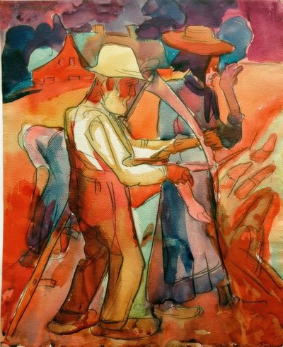 Parents in the Rye Field by Peter August Böckstiegel