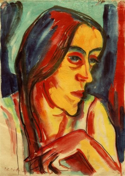 Young Woman with Dark Braid (Hanna) by Peter August Böckstiegel