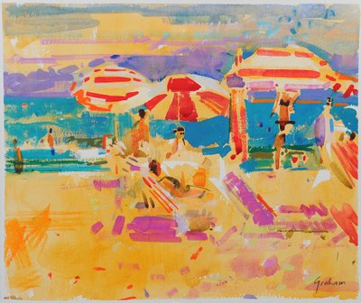 Red Parasols, Miami by Peter Graham (Contemporary)