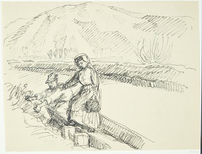 Italian woman disembarking from the ferry by Peter Hansen
