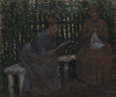 Two Young Girls in a Pavilion by Peter Hansen