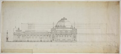 Lakefront Exhibition Hall, Chicago, Illinois, Elevation by Peter Joseph Weber