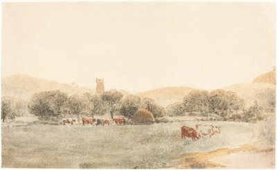 A Meadow with Cattle near Glastonbury by Peter de Wint