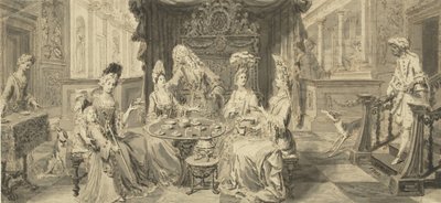 Elegant Society at Round Table, c1700 by Philip Tidemann