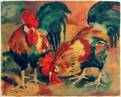 Two Roosters by Philipp Franck