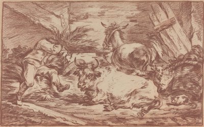 Animals in a Stable by Philippe Jacques de Loutherbourg II