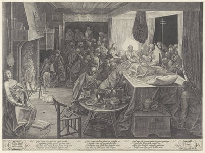 Deathbed of Mary by Philips Galle