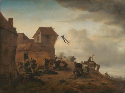 Peasants Fighting near a Village by Philips Wouwerman