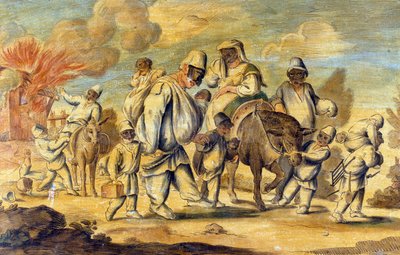 Pulcinella loses home in fire by Pier Leone (after) Ghezzi