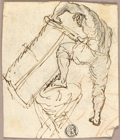 Man Sawing Wood by Pier Leone Ghezzi