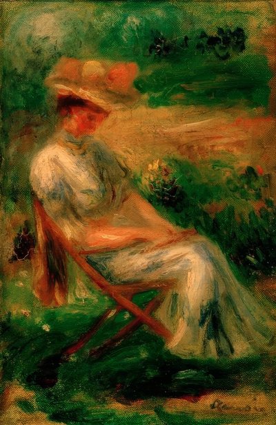 Woman Sitting in a Garden by Pierre Auguste Renoir